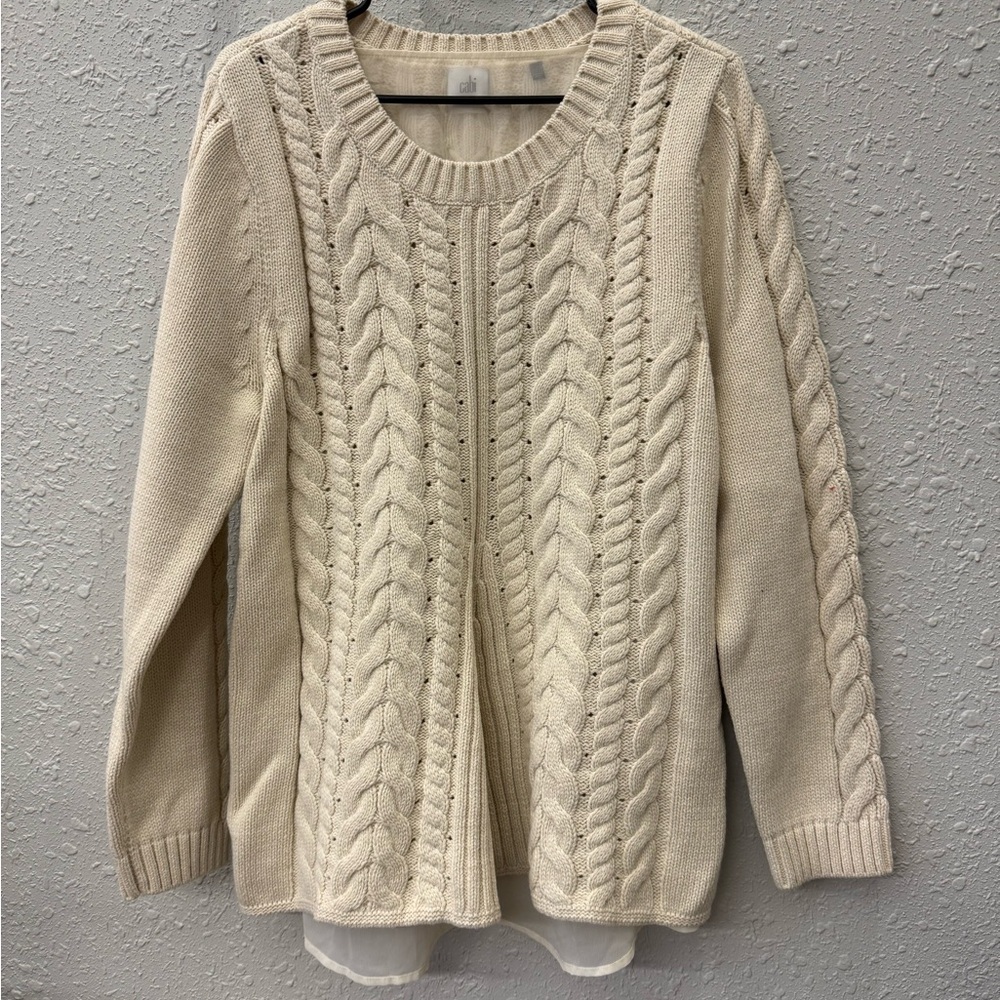 CAbi Cream Cable Knit Sweater